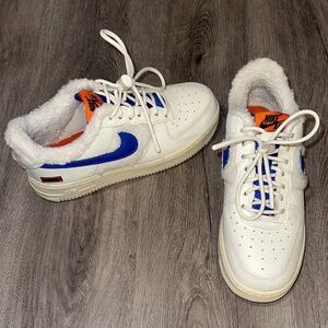 Nike Kids White and Blue Air Force Sneakers